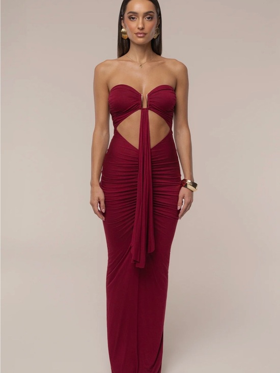 JLUXLABEL Dresses & Skirts - JLUXLABEL- Burgundy Atlantis Drape Maxi
Dress